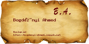Bogdányi Ahmed névjegykártya